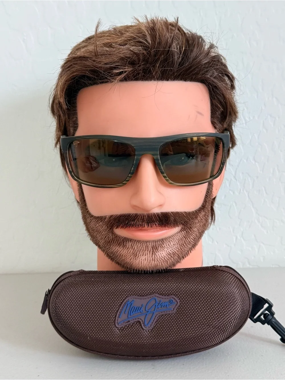 MAUI JIM BYRON BAY MJ 746-15MR MATTE GREEN STRIPE HT POLARIZED SUNGLASSES
